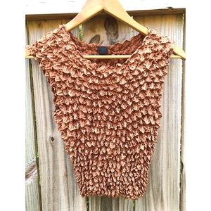 Y2K Magic Scarf Popcorn Bronze Sleeveless Shirt